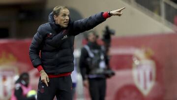 PSG's head coach Thomas Tuchel gestures during the French League One soccer match between Monaco and Paris Saint-Germain at the Louis II stadium in Monaco, France, Wednesday, Jan. 15, 2019. (AP Photo/Daniel Cole)