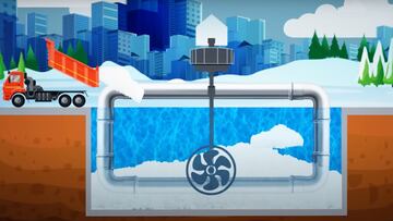 Recreación de generar nieve con electricidad.