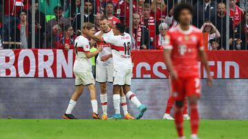 Sasa Kalajdzic celebra el gol del empate contra el Bayer de Múnich en la Bundesliga.
