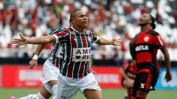 Wellington Silva celebra un gol a Flamengo.