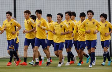 Japan players during training.