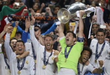 En la final de Lisboa disputada ante el Atlético de Madrid el 24 de mayo de 2014, Casillas gana su tercera Liga de Campeones, levantando la ansiada 'Décima' como capitán.