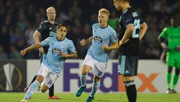 Orellana, jugador del Celta, celebra un gol ante el Ajax en la fase de grupos de la Europa League. 