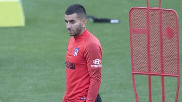 El futbolista argentino del Atlético de Madrid, Ángel Correa, durante un entrenamiento.