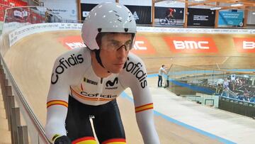 Sebastián Mora, en los Europeos de ciclismo en pista.