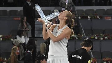 Histórica Kvitova: logra su tercer título consecutivo en Madrid