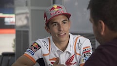 BANGKOK, THAILAND - OCTOBER 03: Marc Marquez of Spain and Repsol Honda Team  speaks with journalists in hospitality during the MotoGP of Thailand - Press Conference on October 03, 2019 in Bangkok, Thailand. (Photo by Mirco Lazzari gp/Getty Images)