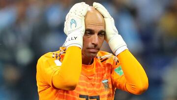 El guardameta del Chelsea, Willy Caballero, durante el partido de Argentina contra Croacia en el Mundial.