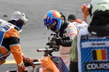 El accidente de Fernando Alonso en el GP de Bélgica