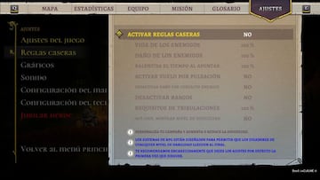 El men&uacute; de reglas caseras nos permite aumentar o reducir la dificultad en cualquier momento