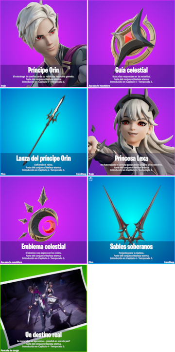 club fortnite agosto 2023 nuevas skins principe orin princesa lexa