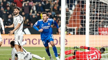 Franco Mastantuono celebra su gol al Albacete, en Copa.