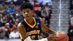 SAN DIEGO, CA - MARCH 16: Ja Morant #12 of the Murray State Racers handles the ball against the West Virginia Mountaineers during the first round of the 2018 NCAA Men&#039;s Basketball Tournament at Viejas Arena on March 16, 2018 in San Diego, California.   Donald Miralle/Getty Images/AFP
 == FOR NEWSPAPERS, INTERNET, TELCOS &amp; TELEVISION USE ONLY ==