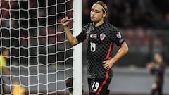 Croatia&#039;s midfielder Lovro Majer celebrates after scoring his side&#039;s 5th goal during the FIFA World Cup Qatar 2022 qualification Group H football match between Malta and Croatia on November 11, 2021 at the Ta&#039;Qali national stadium in Attard, Malta. (Photo by Matthew MIRABELLI / AFP)