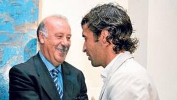 Del Bosque y Raúl se saludaron ayer.