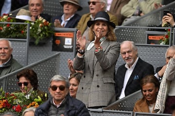 La Infanta Elena durante el partido de Rafa Nadal en el Mutua Madrid Open.