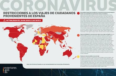 El mundo a¨ªsla a Espa?a: s¨®lo 21 pa¨ªses dejan entrar sin restricciones