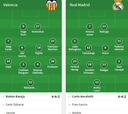 Onces del Valencia-Real Madrid