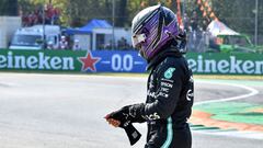 Hamilton tras su accidente en Monza.