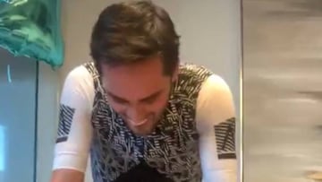 Contador, en plena sesión de rodillo.