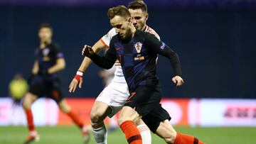 Rakitic, en el partido entre España y Croacia.
