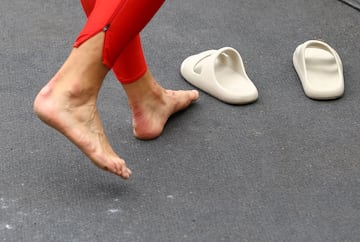 Athletics - European Athletics Championships - Stadio Olimpico, Rome, Italy - June 11, 2024 Montenegro's Darko Pesic with bare feet during the men's discus throw, decathlon REUTERS/Kai Pfaffenbach