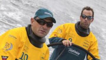 <b>ILUSIONADOS. </b>Iker Martínez y Xabi Fernández en el 'Telefónica'.