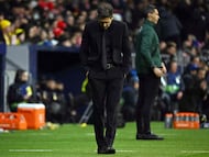 Atletico Madrid's Argentine coach Diego Simeone reacts during the UEFA Champions League league phase day 8 football match between Club Atletico de Madrid and Bodoe/Glimt at Metropolitano Stadium in Madrid on January 28, 2026. (Photo by JAVIER SORIANO / AFP)