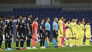 Soccer Football - Europa League - Group I - Qarabag v Villarreal - Basaksehir Fatih Terim Stadium, Istanbul, Turkey - October 29, 2020 Players line up before the match REUTERS/Murad Sezer