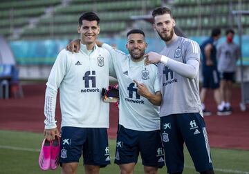 Álvaro Morata, Jordi Alba y David de Gea.