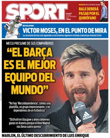 Messidependencia también en las portadas de Barcelona
