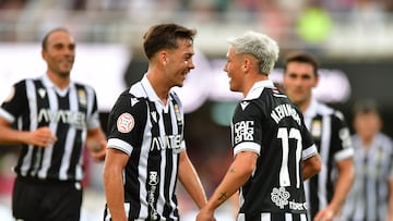 Kevin Sánchez, celebrando su gol en la victoria del Cartagena.
