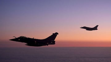 Rafale jet fighters of the French Air Force patrol the airspace over Poland on March 4, 2022, as part of Nato&#039;s surveillance system conducted in collaboration with the military aviation of other countries of the Alliance.