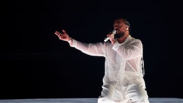 Slimane representing France performs on stage during the rehearsal of the second semi-final of the 2024 Eurovision Song Contest, in Malmo, Sweden, May 8, 2024. REUTERS/Leonhard Foeger