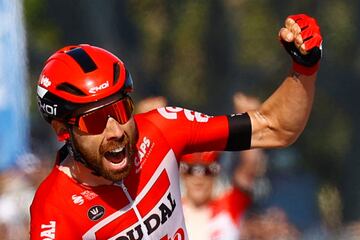 Celebración de Thomas De Gent durante la octava etapa del Giro de Italia 2022. 