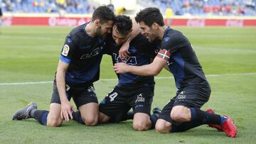 Munir, celebrando uno de sus goles a Las Palmas.