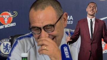 Nueva pregunta a Sarri sobre el Madrid y Hazard: se parte de risa