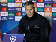 Bodoe/Glimt's Norwegian coach Kjetil Knutsen speaks during a press conference on the eve of the UEFA Champions League, League phase matchday 8 match between Club Atletico de Madrid and Bodoe/Glimt at the Metropolitano stadium in Madrid on January 27, 2026. (Photo by Oscar DEL POZO / AFP)