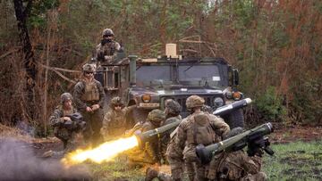 A Filipino soldier fires a Javelin anti-tank weapon system during a live exercise as part of the annual US-Philippines joint military exercises called "Balikatan" at Fort Magsaysay, Nueva Ecija province, Philippines, April 13, 2023. REUTERS/Eloisa Lopez