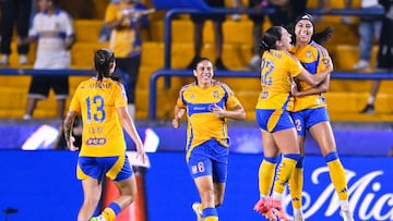 Aaliyah Farmer celebrates her goal 1-0 of Tigres during the semi-finals match between Tigres UANL and Portland Thorns as part of the Concacaf W Champions Cup at Universitario Stadium on May 21, 2025 in Monterrey, Nuevo Leon, Mexico.