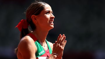Tokyo 2020 Olympics - Athletics - Women's 400m - Round 1 - Olympic Stadium, Tokyo, Japan - August 3, 2021. Paola Moran of Mexico gestures REUTERS/Lucy Nicholson
