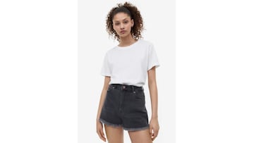 Pantal¨®n vaquero de talle alto y de color negro para mujer de rebajas en H&M