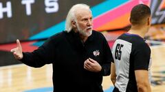 Gregg Popovich, durante un partido de la NBA de San Antonio Spurs.