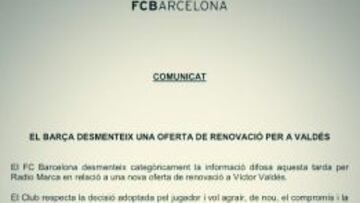 El comunicado del Barça.