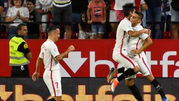 El Sevilla celebrando el gol.