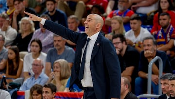 Joan Peñarroya, este viernes, durante la jornada 5 de la EuroLiga, entre el Barcelona y el ASVEL Lyon-Villeurbanne.