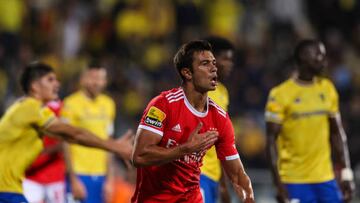 ESTORIL, PORTUGAL - NOVEMBER 06: Henrique Araujo of SL Benfica celebrates scoring SL Benfica goal during the Liga Portugal Bwin match between GD Estoril and SL Benfica at Estadio Antonio Coimbra da Mota on November 6, 2022 in Estoril, Portugal. (Photo by Carlos Rodrigues/Getty Images)