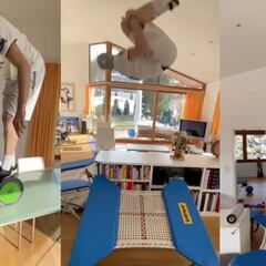 El entreno en casa más viral: Andri Ragettli y su circuito de parkour con camiseta del Madrid