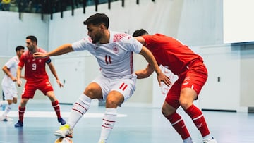 Imagen del partido de la fase de clasificación para la Eurocopa de Fútbol Sala 2026 entre Suiza y España.
