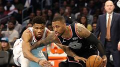 Damian Lillard #0 of the Portland Trail Blazers and Team LeBron drives against Giannis Antetokounmpo #34 of the Milwaukee Bucks and Team Giannis in the fourth quarter during the NBA All-Star game as part of the 2019 NBA All-Star Weekend at Spectrum Center on February 17, 2019 in Charlotte, North Carolina. Team LeBron won 178-164.